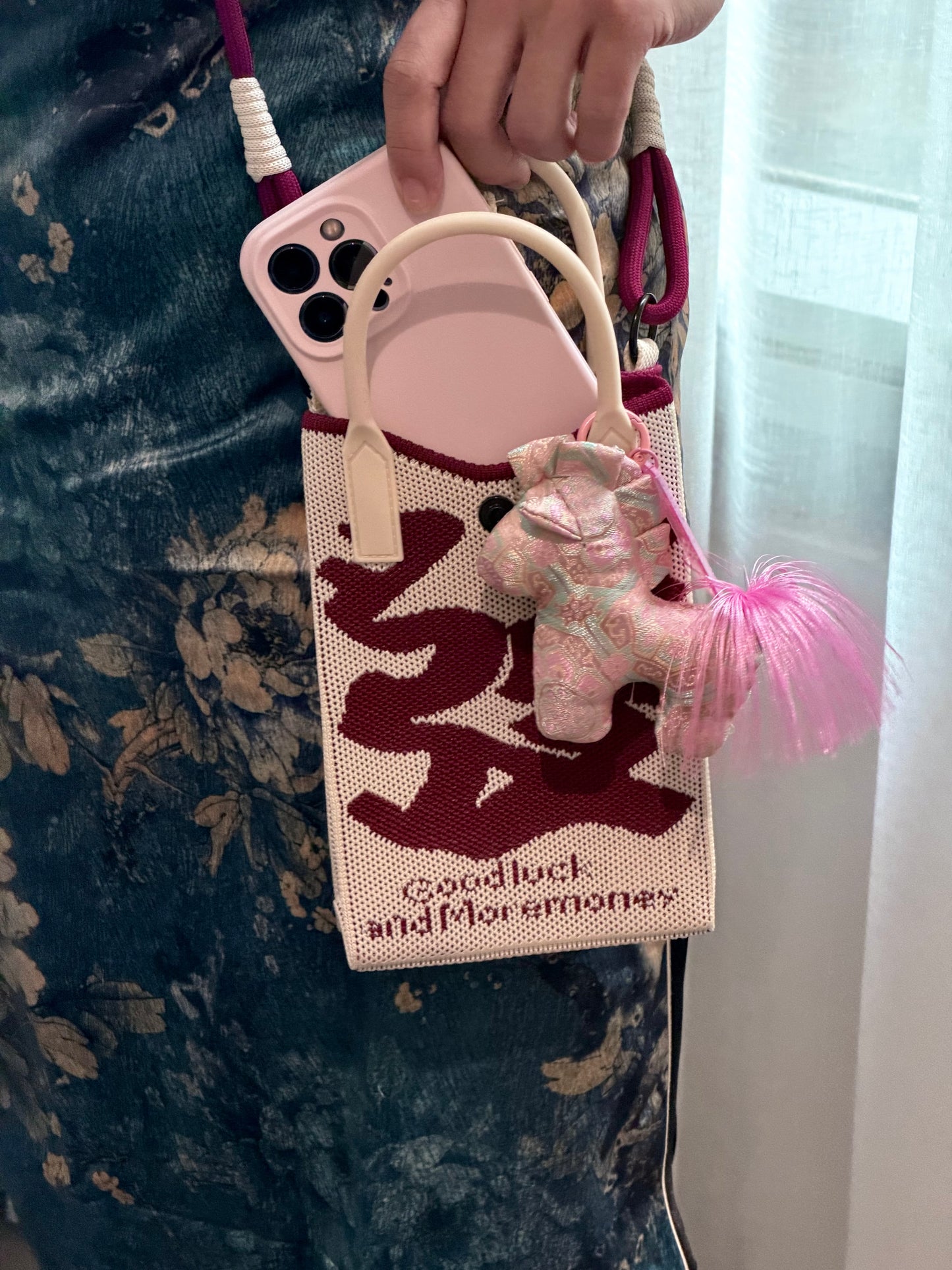 Year of the Horse Knit Crossbody Phone Bag