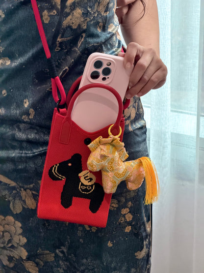Year of the Horse Knit Crossbody Phone Bag