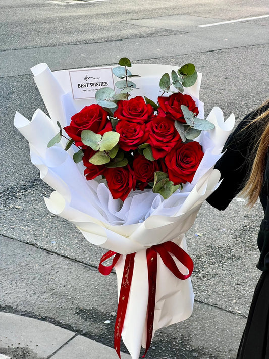 Roses with Gum Bouquet